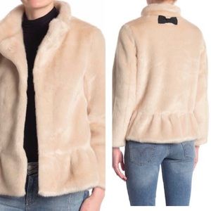 KATE SPADE Faux Fur Jacket XL- CHAMPAGNE color NWT